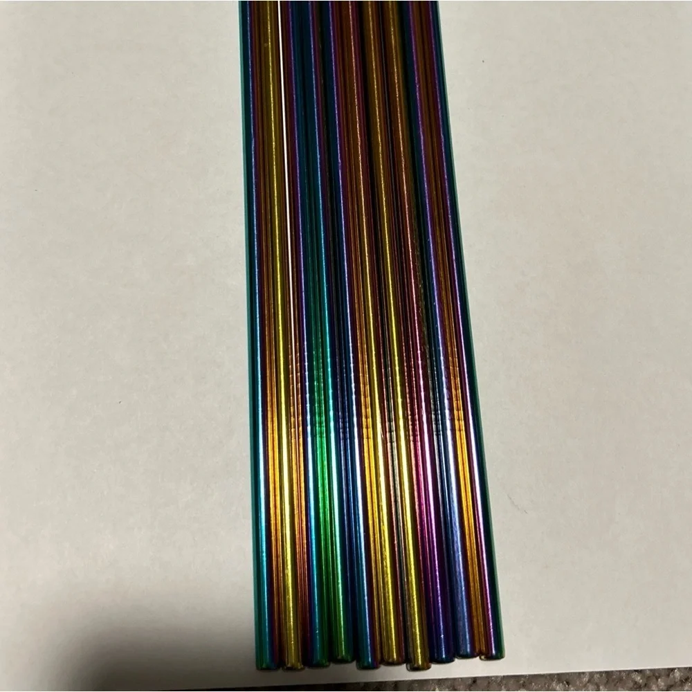 Metal Straws Stainless Steel 10.5” All Straight Color Changing Set Of 10